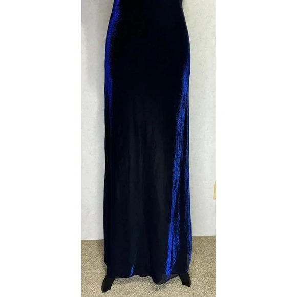 NADINE VINTAGE GowN Dress Iridescent Blue Beaded Sheer SMALL Sexy Prom BEAUTIFUL - Picture 9 of 14
